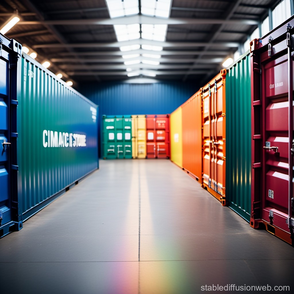 Colorful Shipping Containers in Modern Warehouse