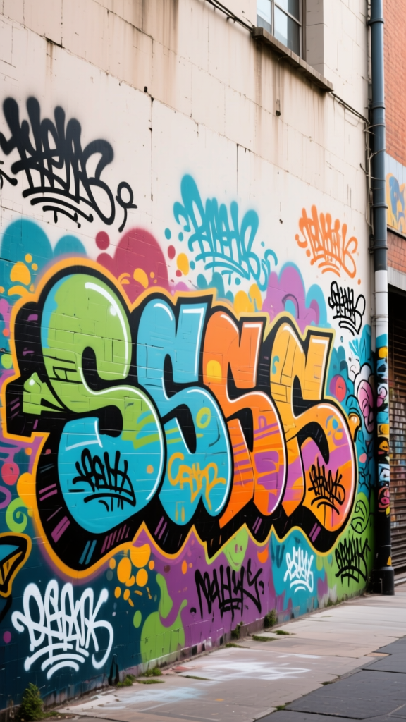 Colorful Urban Graffiti on City Wall