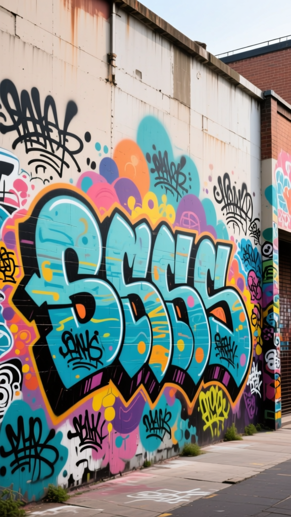 Colorful Urban Graffiti on Wall