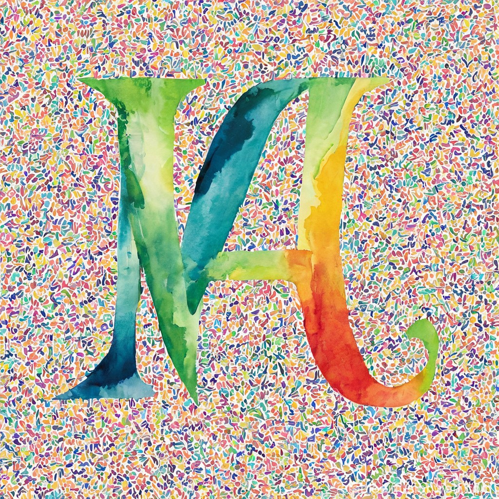 Colorful Watercolor Letter N with Abstract Floral Background