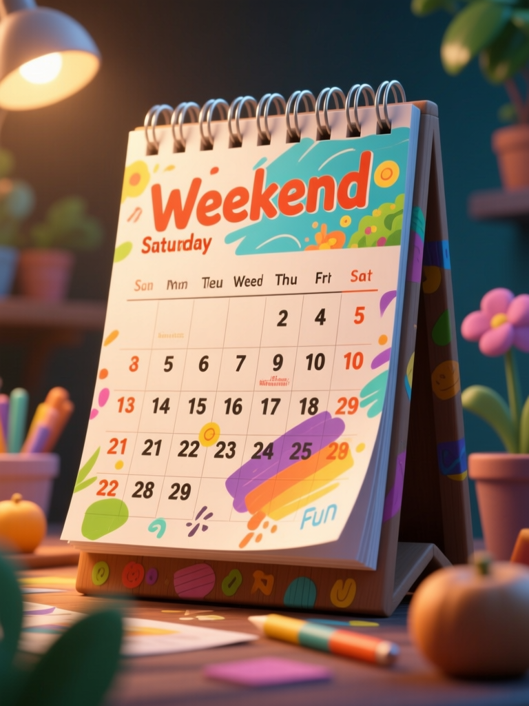 Colorful Weekend Fun Desk Calendar