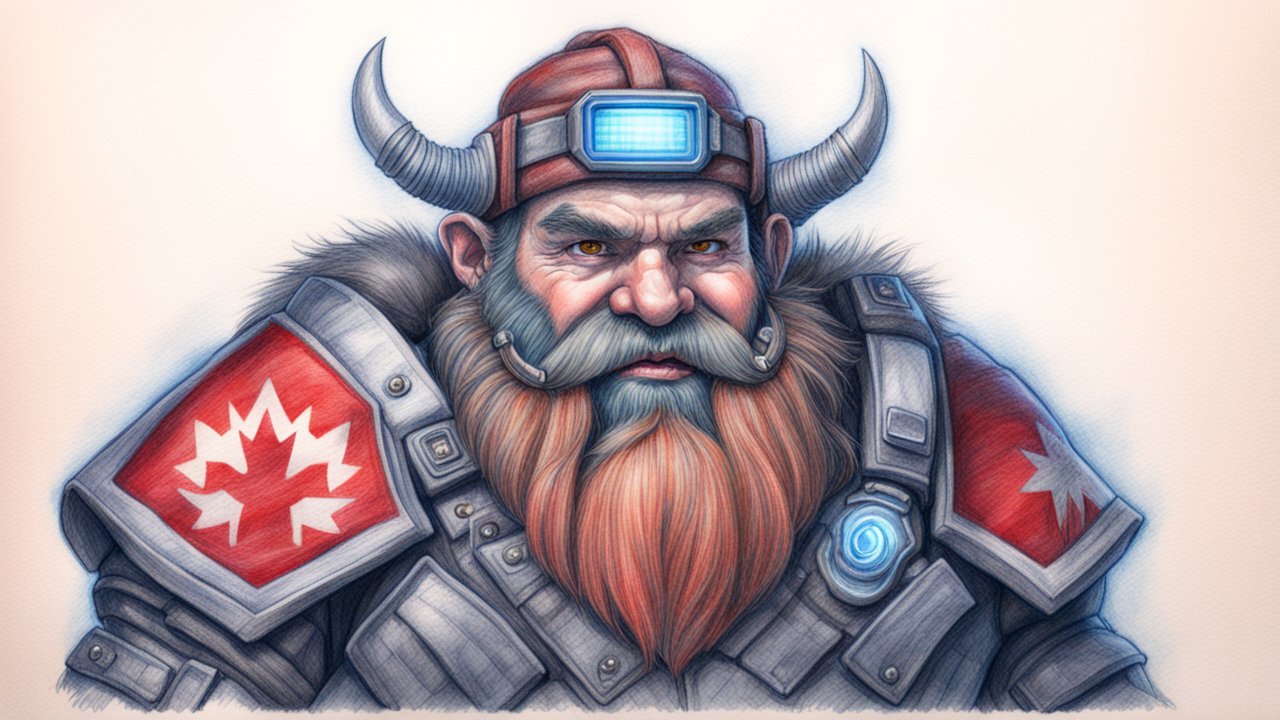 Coloured Pencil Sketch of a Bearded Viking Warrior