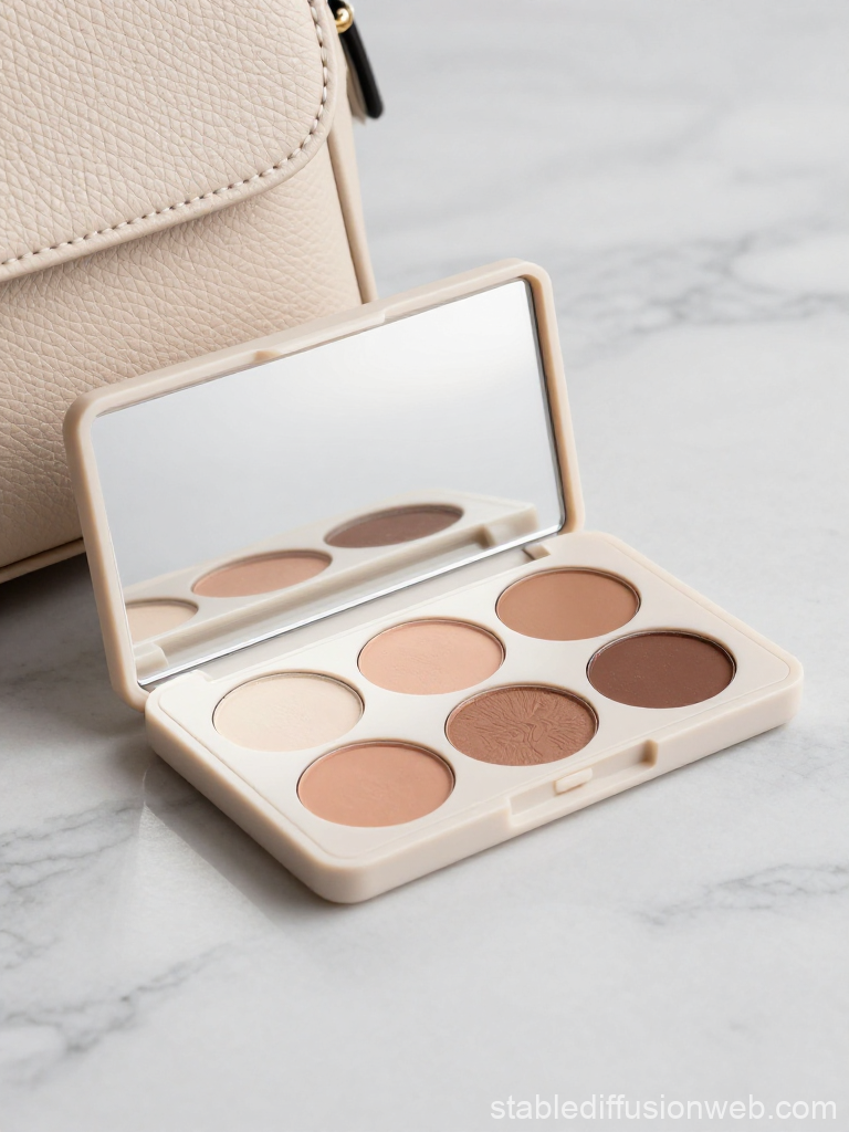 Compact Neutral Tone Makeup Palette with Mirror