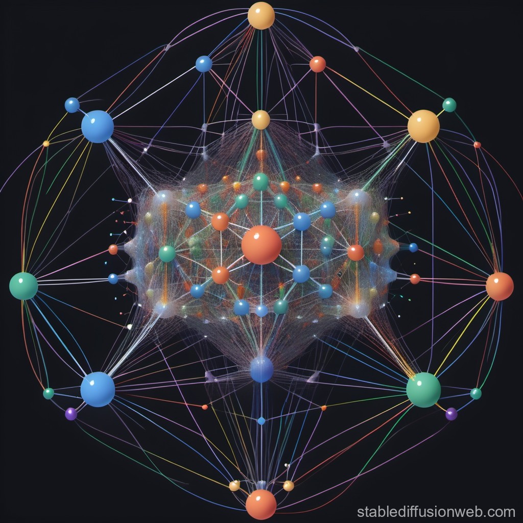 Complex Network of Multicolored Connected Spheres