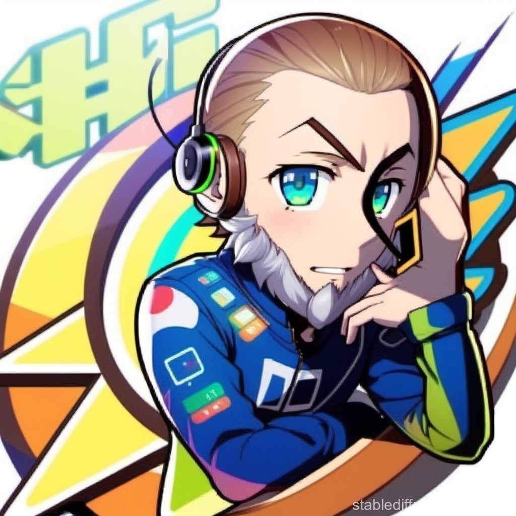 Confident Anime Character with Headset and Futuristic Jacket