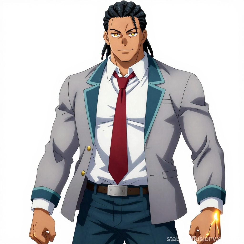 Confident Anime Hero with Golden Eyes and Lightning Quirk