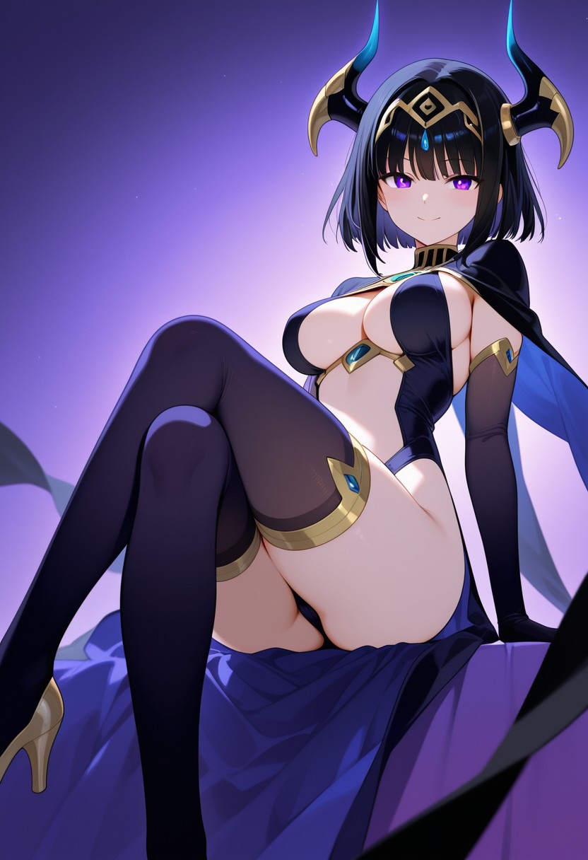 Confident Anime Sorceress with Horned Headpiece