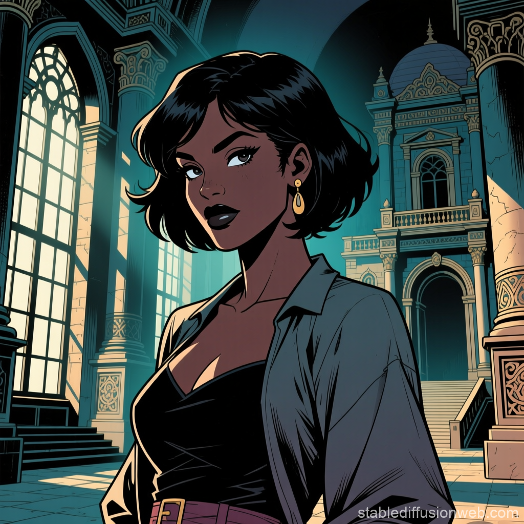 Confident Black Woman in Elegant Historic Interior