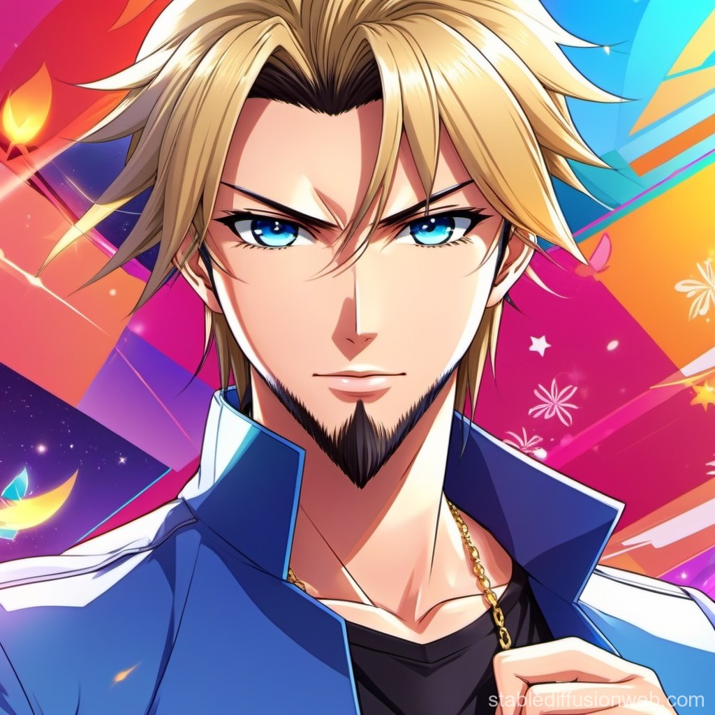 Confident Blonde Anime Male with Blue Eyes