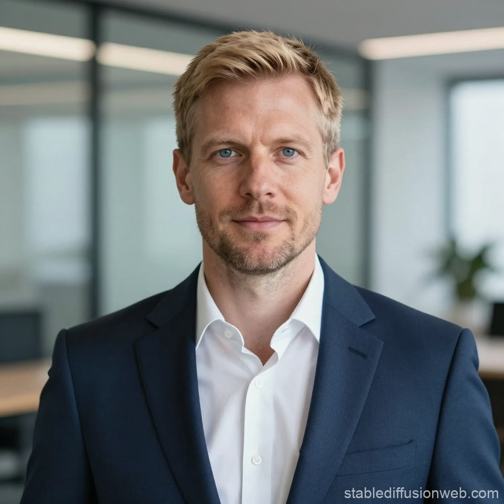 Confident Businessman in Modern Office Setting