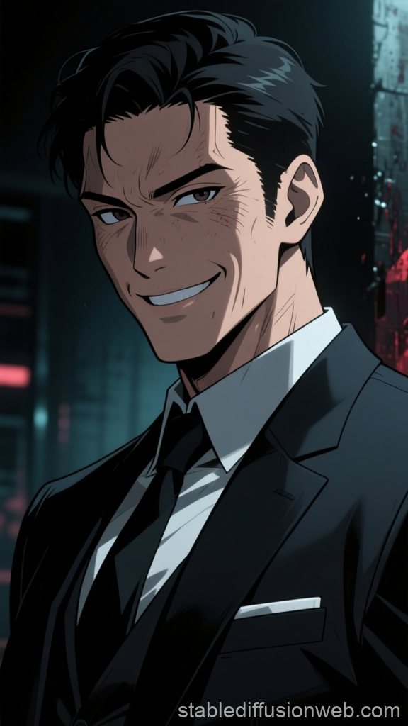 Confident Businessman in Suit with Smirk