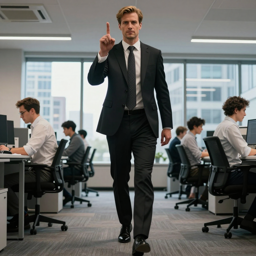 Confident Businessman Walking in Modern Office