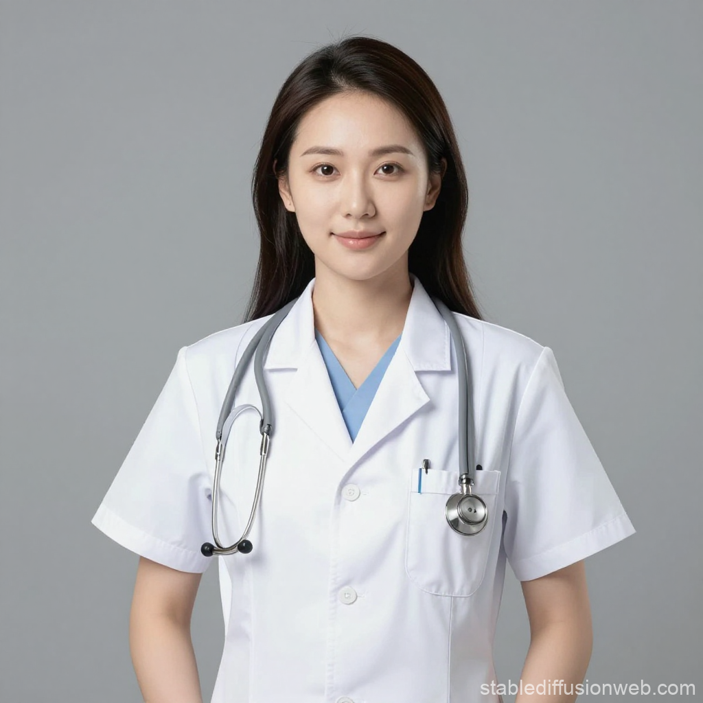 Confident Female Doctor in Medical Uniform with Stethoscope