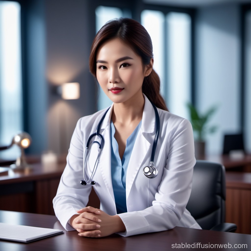 Confident Female Doctor in Modern Office