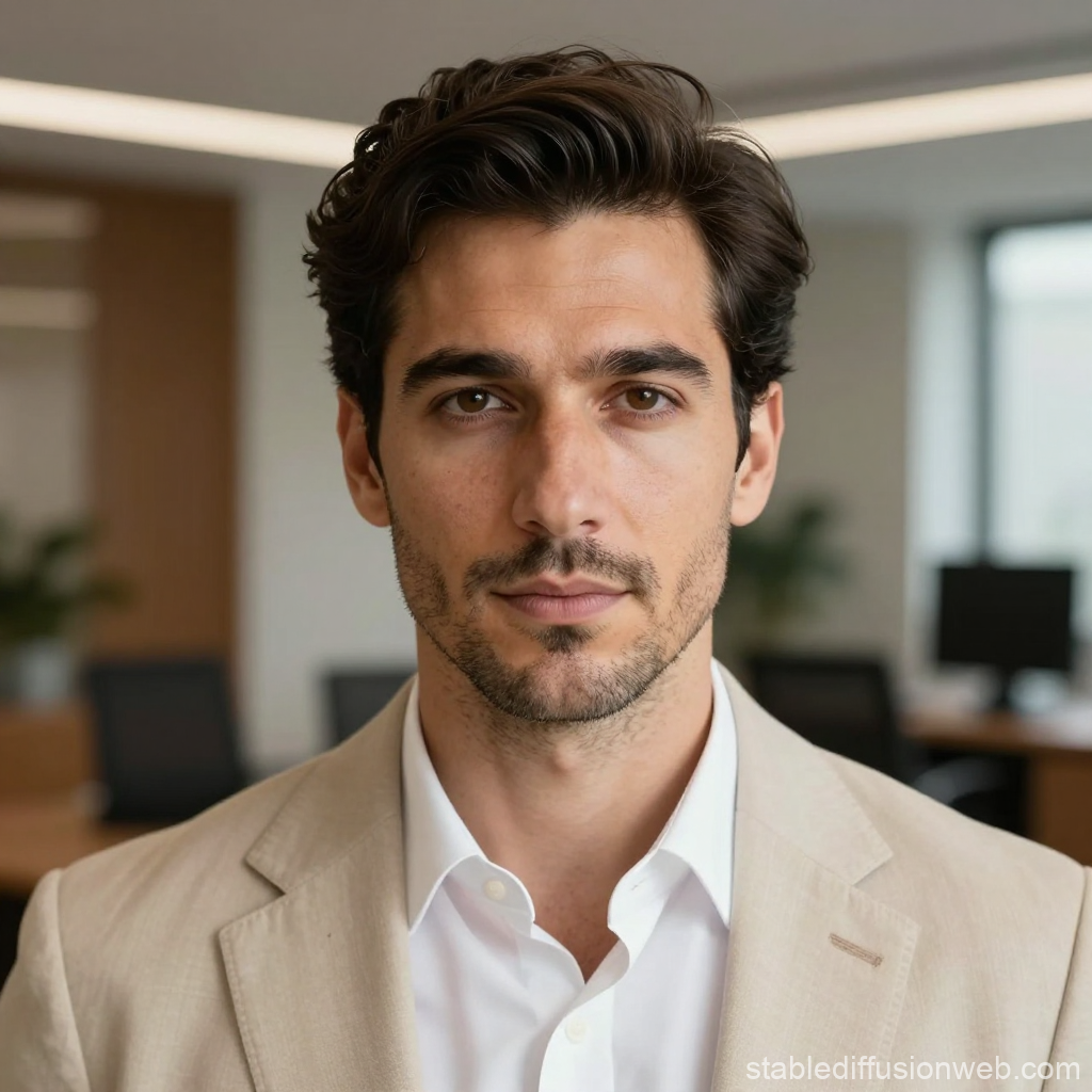 Confident Italian Man in Milan Office Setting