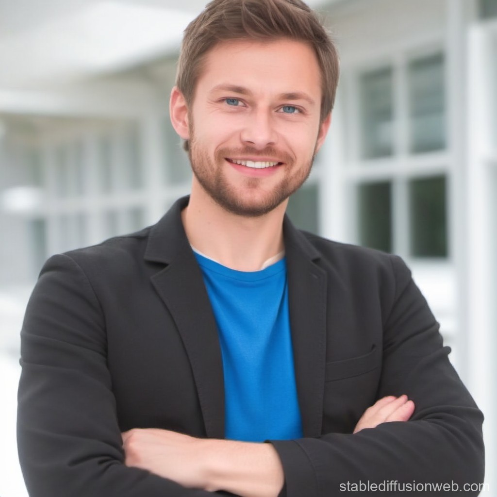 Confident Young Man Smiling with Arms Crossed