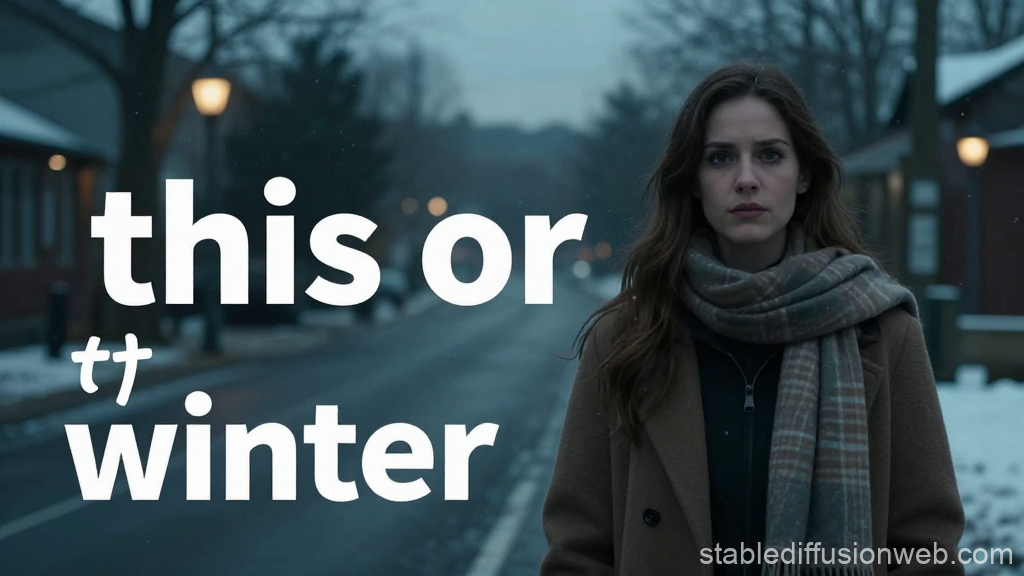 Contemplative Woman in Winter Street Scene