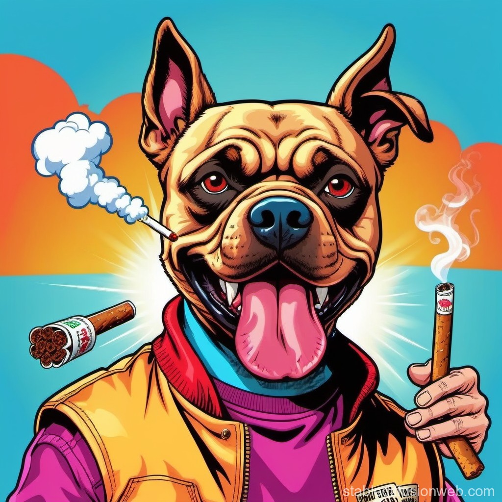 Cool Dog Smoking a Cigar in Vibrant Pop Art Style