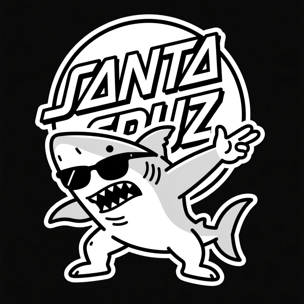 Cool Shark Dabbing with Sunglasses Santa Cruz Logo