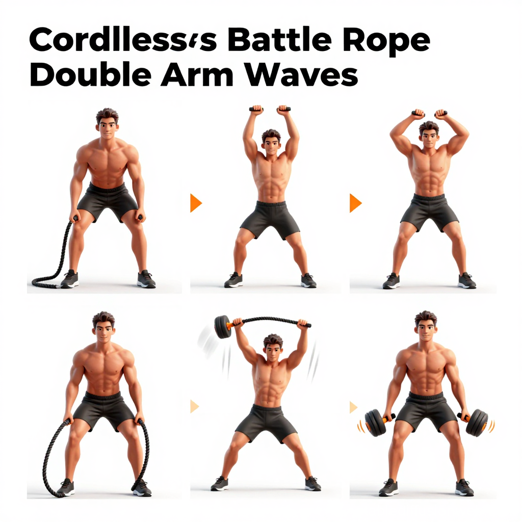 Cordless Battle Rope Double Arm Waves Exercise Guide