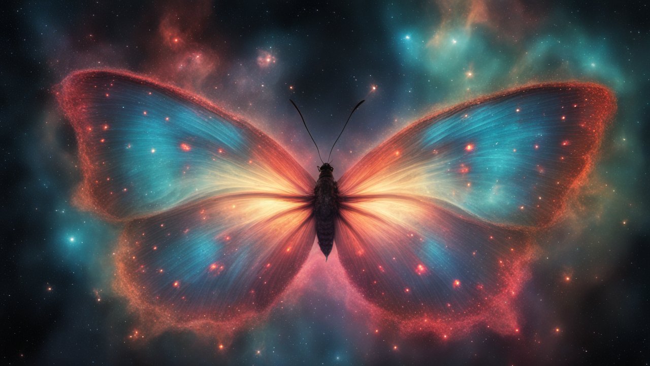Cosmic Butterfly Nebula in Vibrant Colors