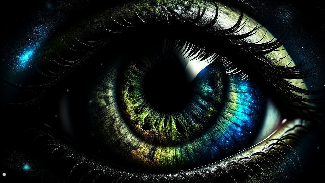 Cosmic Eye with Galaxy and Space Elements