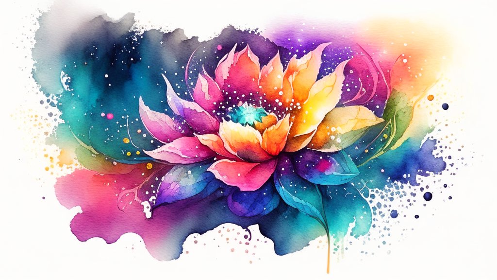 Cosmic Flower in Vibrant Watercolor
