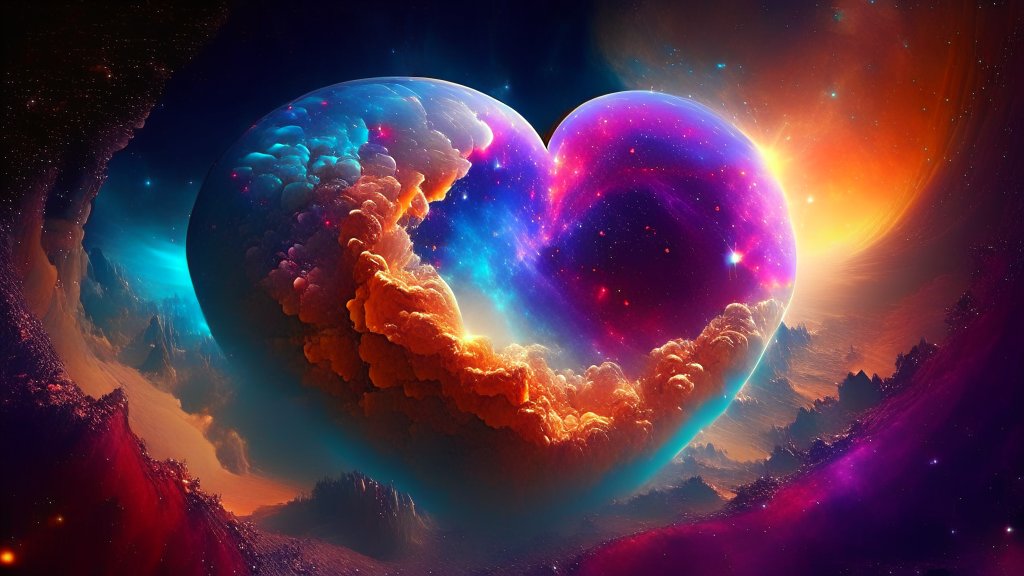 Cosmic Heart Nebula in Vibrant Space