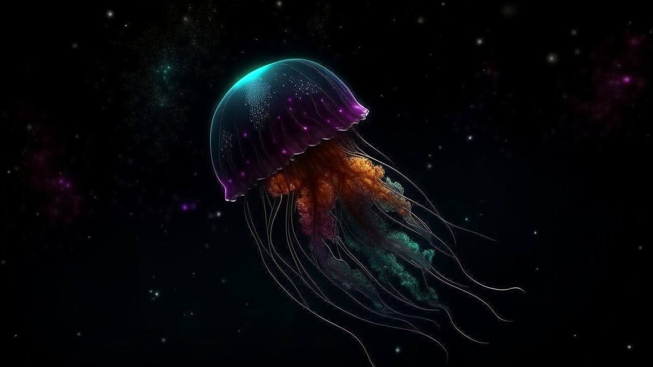 Cosmic Jellyfish Floating in Deep Space