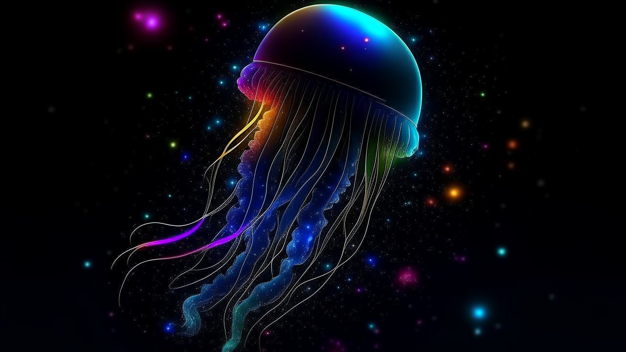 Cosmic Jellyfish in Vibrant Neon Colors