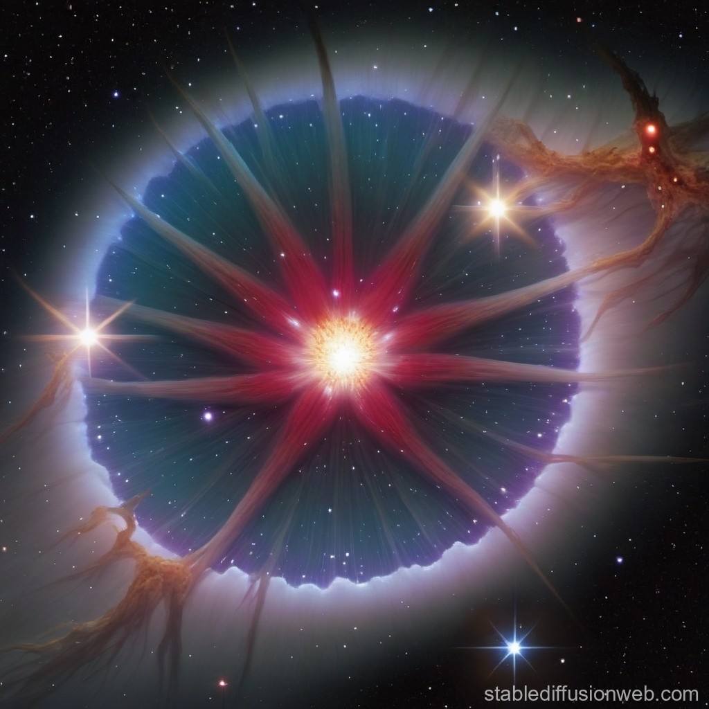 Cosmic Starburst with Nebula Tendrils in Deep Space