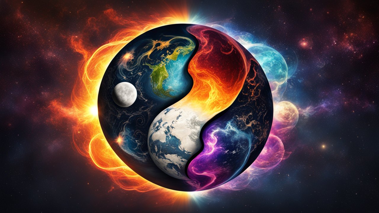 Cosmic Yin Yang Earth with Fiery and Icy Elements