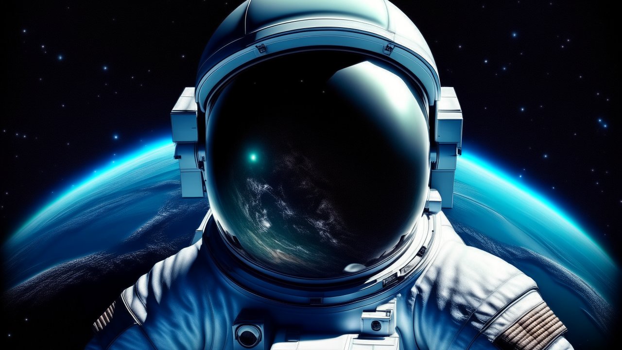 Cosmonaut Floating in Space with Earth in Background