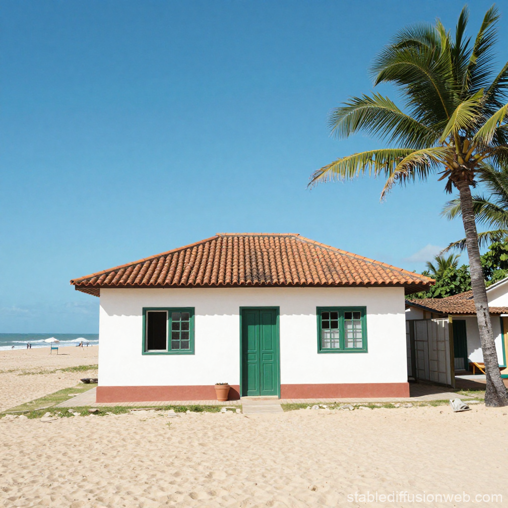 Cozy Beachside House with Tiled Roof and Palm Tree