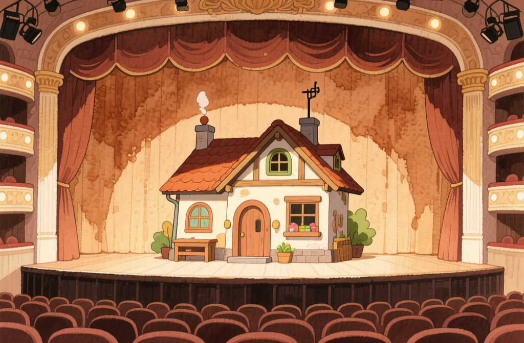 Cozy Cottage on Theater Stage