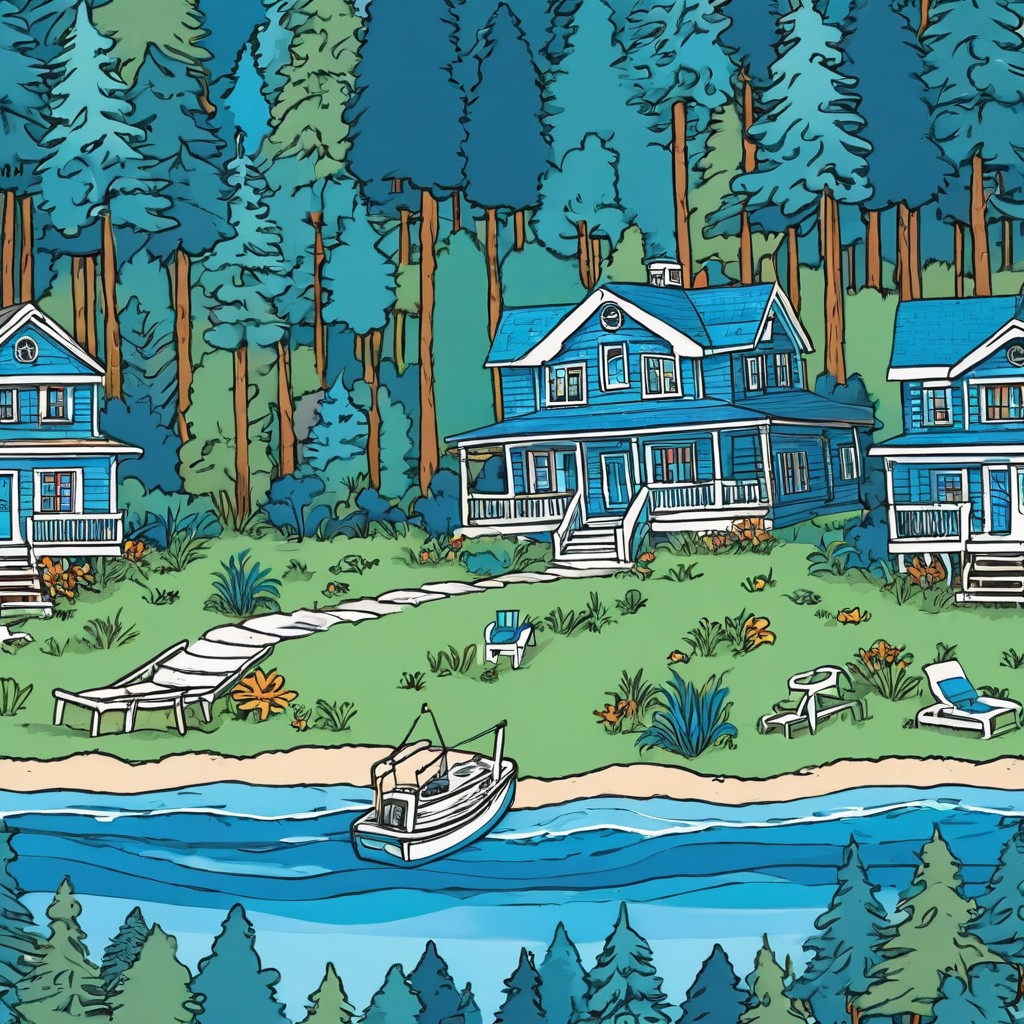 Cozy Lakeside Cottages Surrounded by Pine Forest