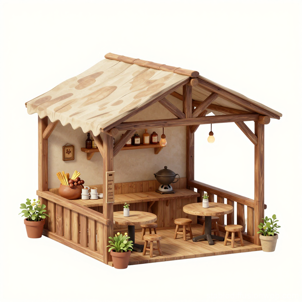 Cozy Medieval Tavern Interior with Wooden Furniture