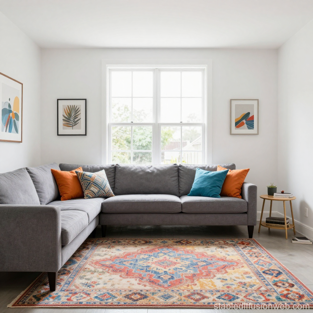 Cozy Modern Living Room with Colorful Accents