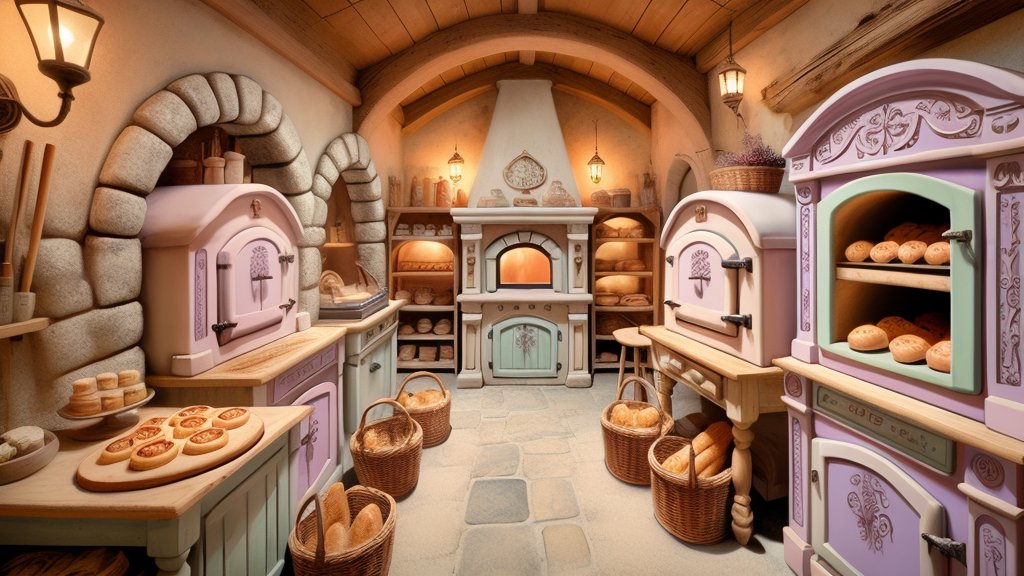 Cozy Pastel Medieval Bakery Interior