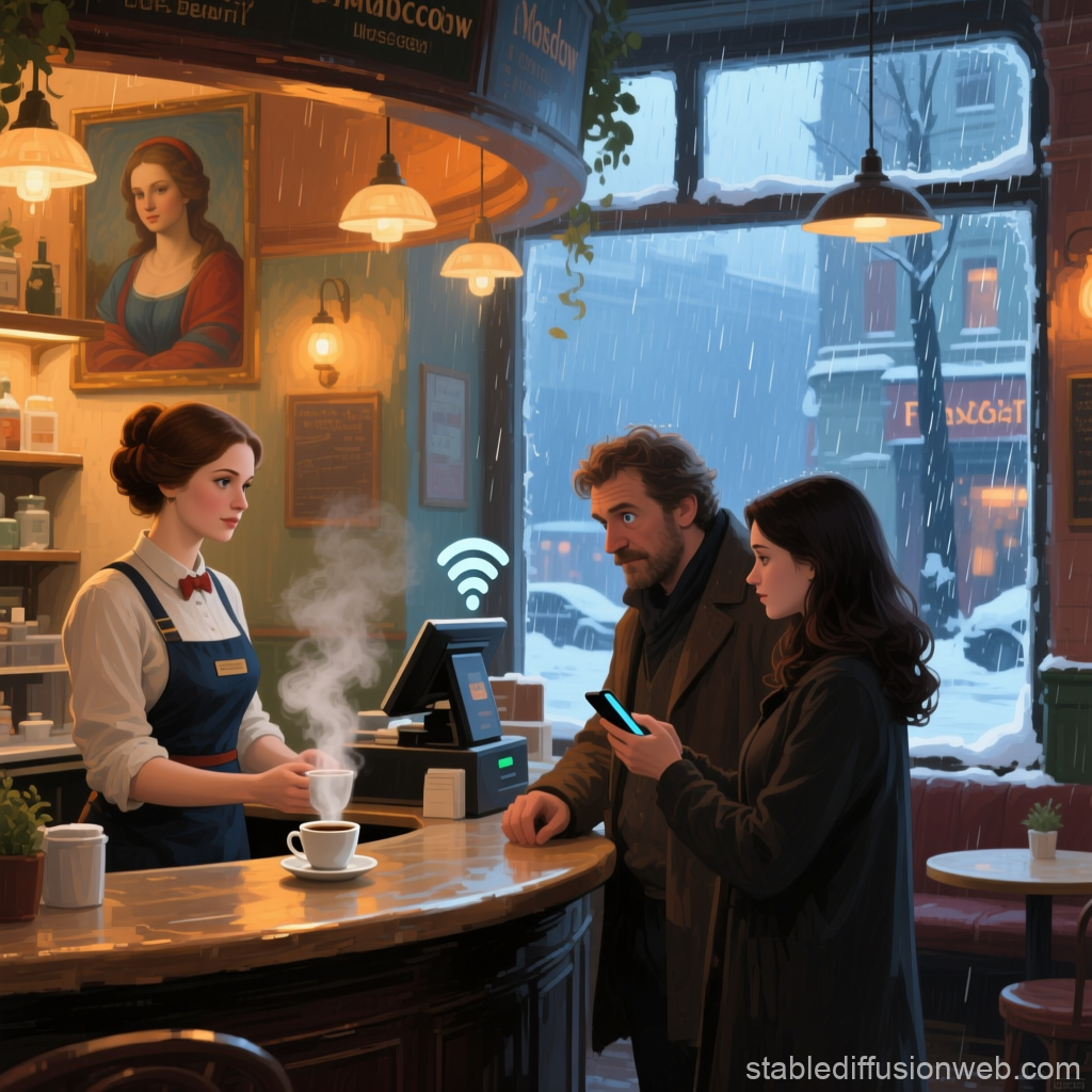 Cozy Rainy Day in a Moscow Cafe