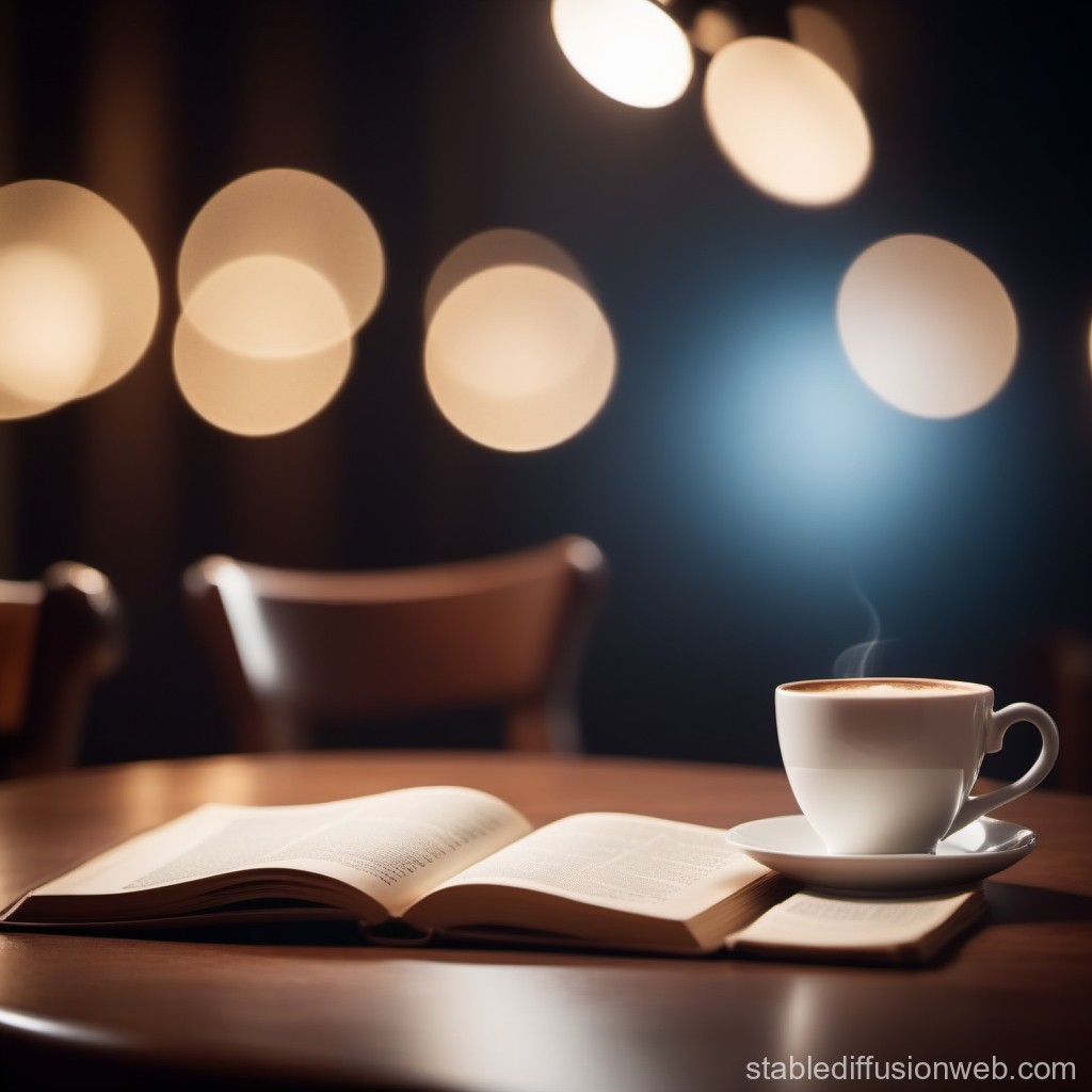Cozy Reading Moment with Coffee in Warm Ambient Light
