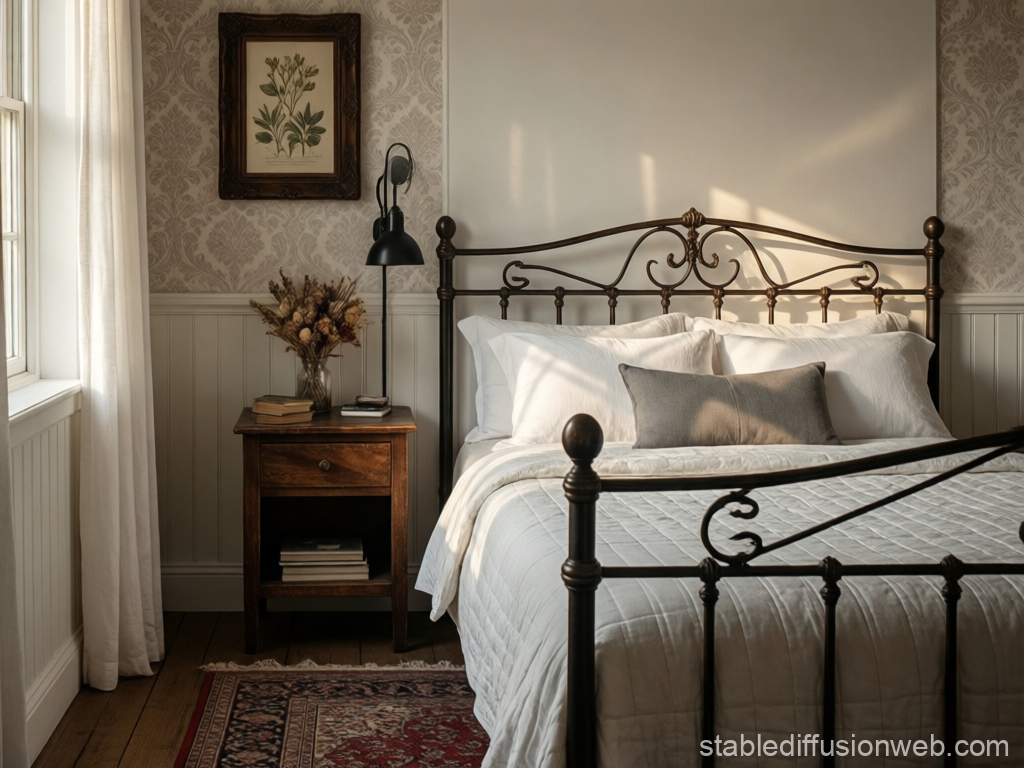 Cozy Victorian Farmhouse Bedroom Interior