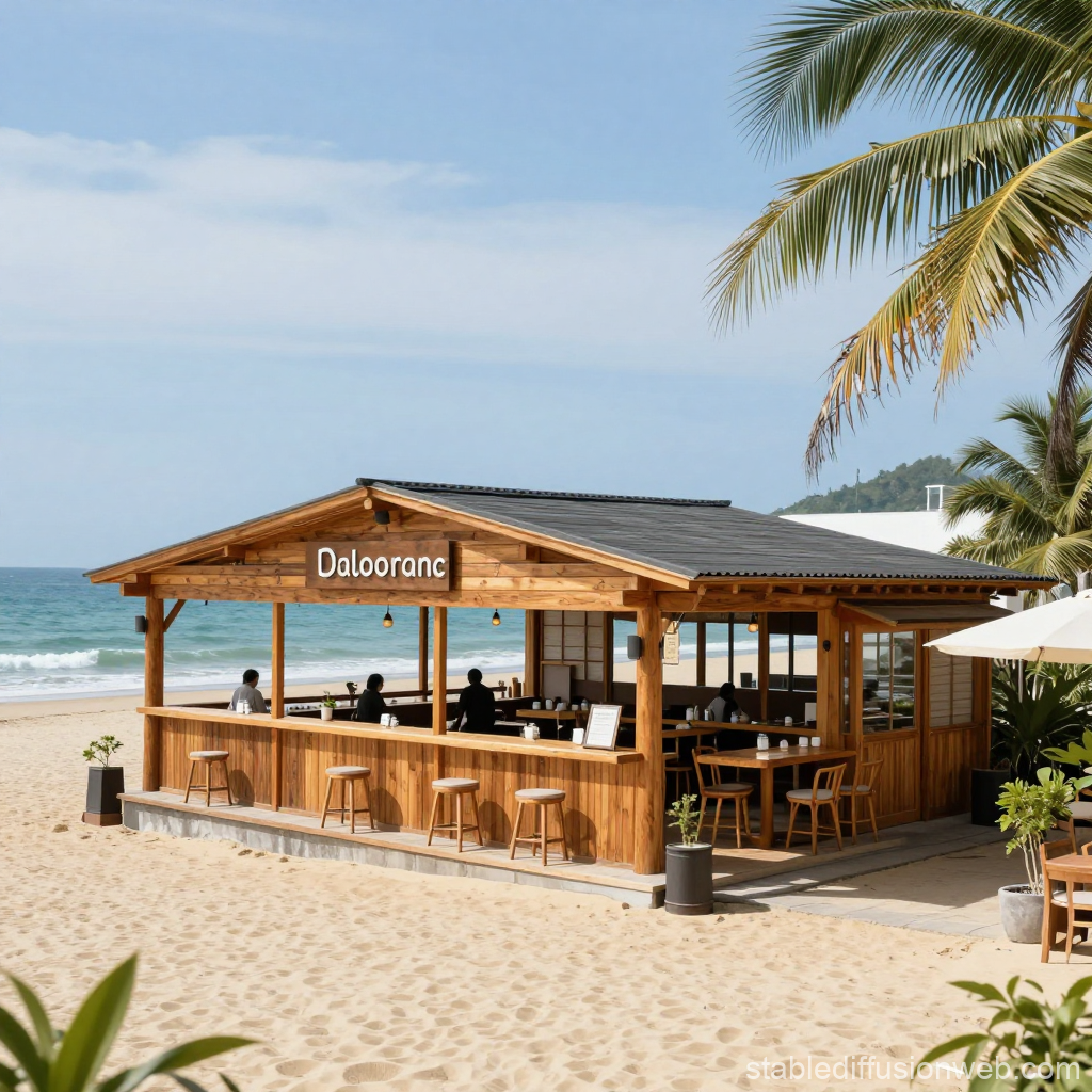 Cozy Wooden Beachside Restaurant with Ocean View