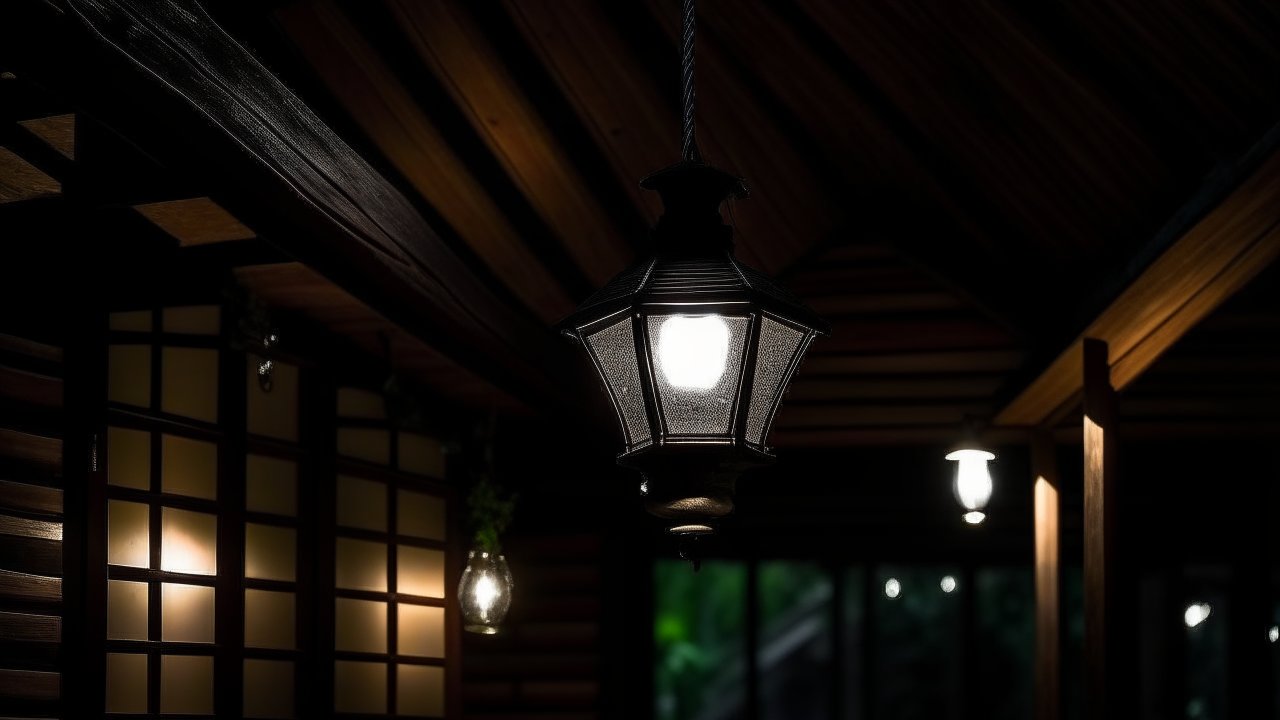 Cozy Wooden Porch Lantern at Night