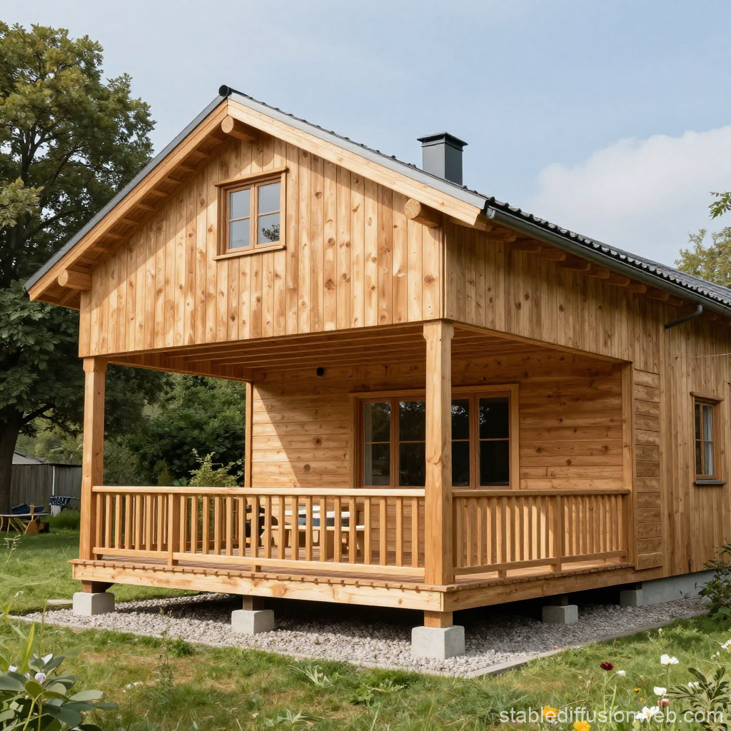 Cozy Wooden Stilt Terrace Cabin in Natural Setting