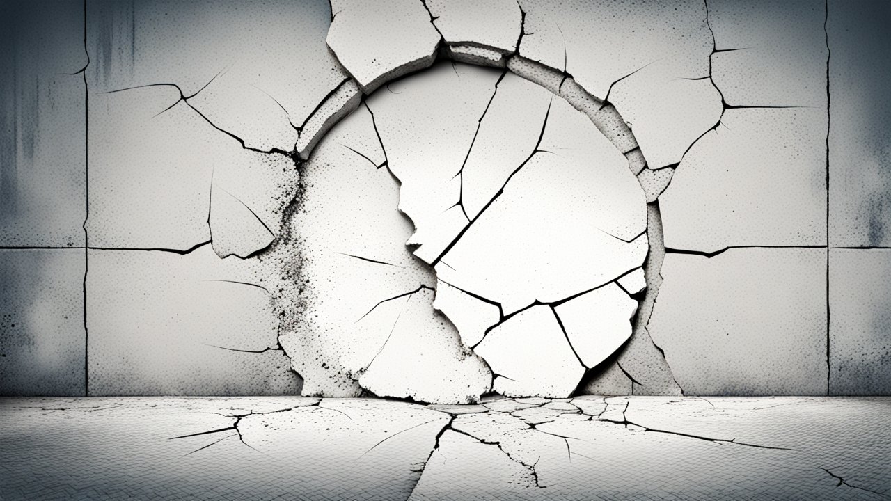 Cracked Circular Wall in Comic Style