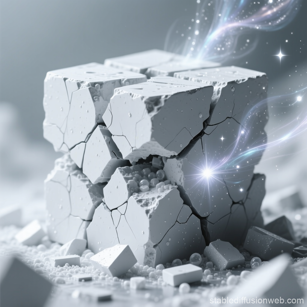 Cracked Industrial Cube with Mystical Energy