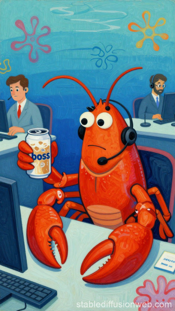 Crayfish Call Centre Agent Holding a Can