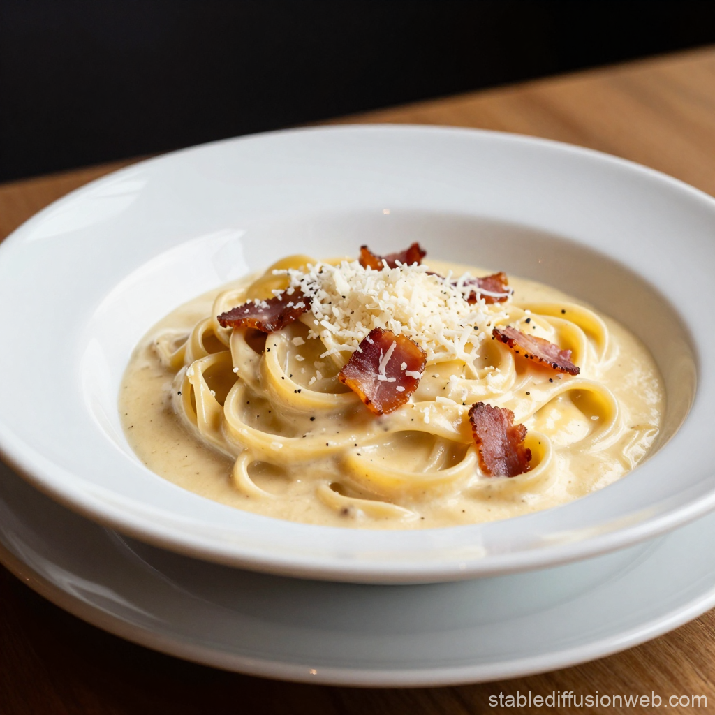 Creamy Carbonara Pasta with Crispy Bacon and Cheese