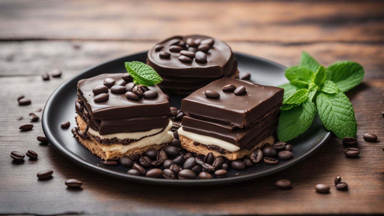 Creamy Layered Chocolate Desserts with Coffee Beans